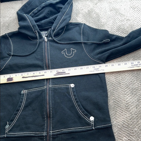 True Religion World Tour Zip Hoodie Women’s Large Black Buddha Graphic - Picture 10 of 12